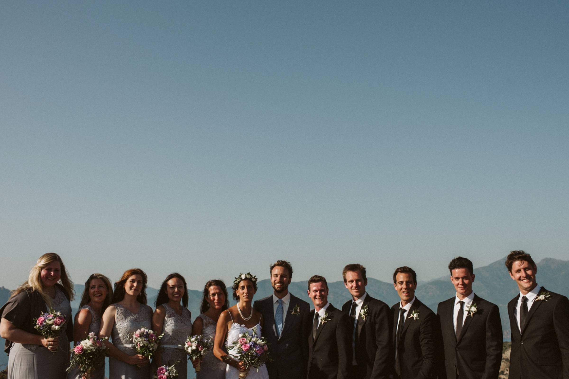 Bride Maids and Best Man with Couple on Corsica