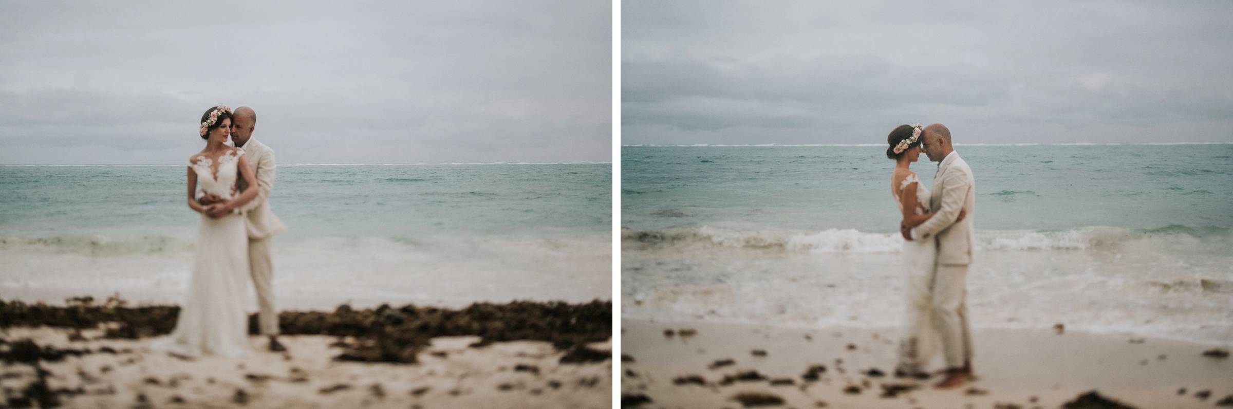 Brautpaar am Strand von Tulum in Mexiko