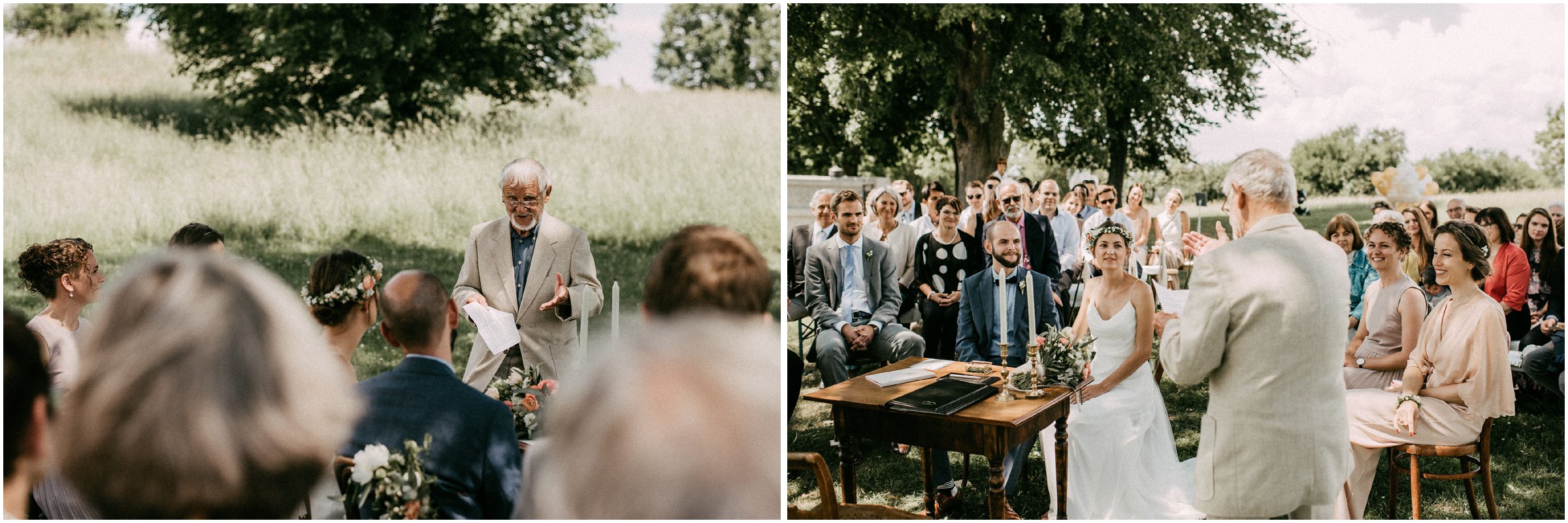 Wiesenhochzeit: ein Hochzeitsgast hält eine Rede