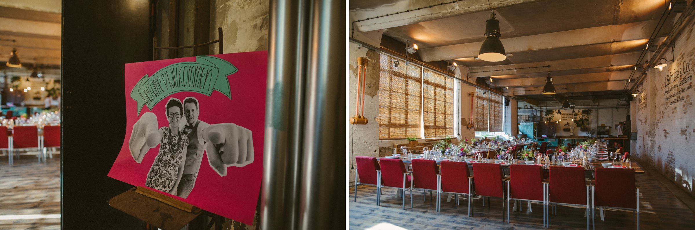 Hochzeit in Berlin: Dekoration in der Fabrik 23