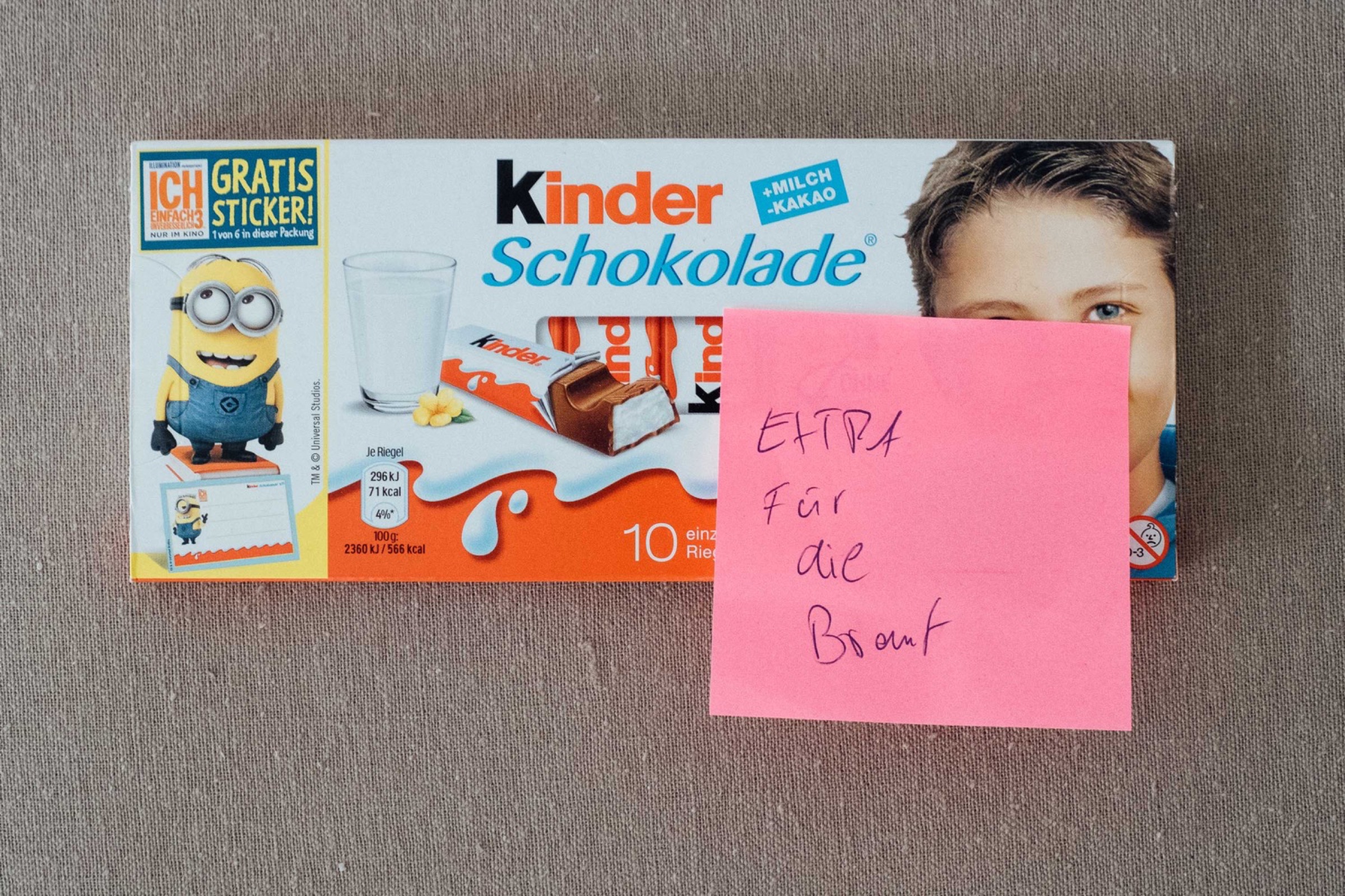 Hochzeit in Bremen: Kinderschokolade mit einem Zettel auf dem steht: "extra für die Braut"