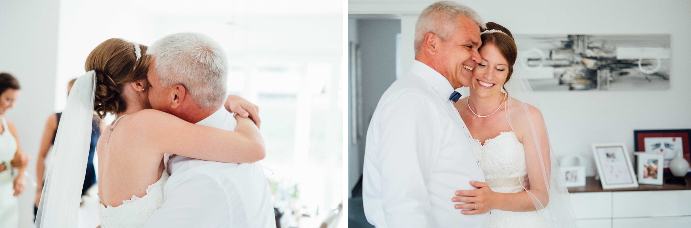 Hochzeit in Bremen: Braut umarmt ihren Vater