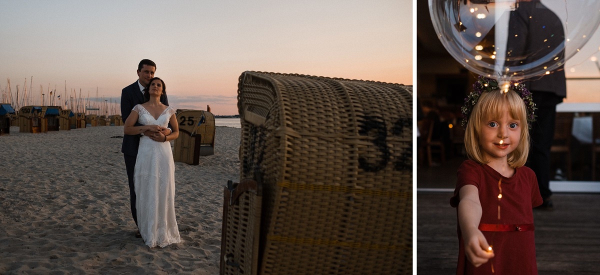 Strandhochzeit in Kiel: Portraitaufnahme am Strand.