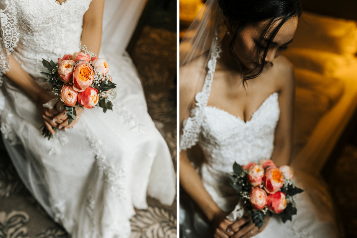 Hochzeitsfotograf in Augsburg: Brautportrait mit Brautstrauß